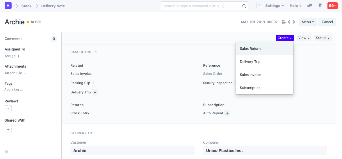 Original Delivery Note